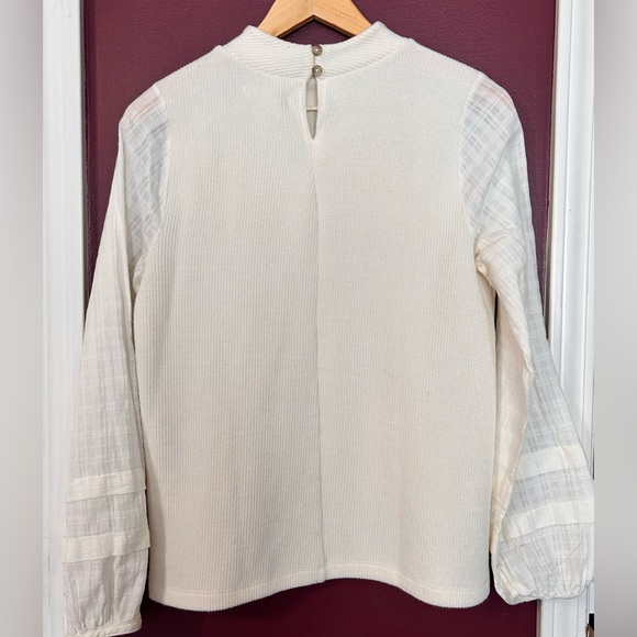 Madewell Weave Mix Mock Neck With Bubble Sleeve Size Small - Picture 3 of 11